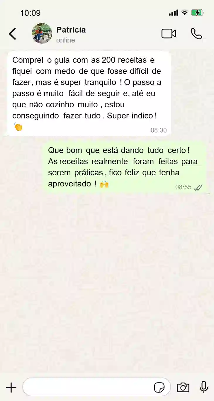 Depoimento da Patricia sobre o guia de receitas